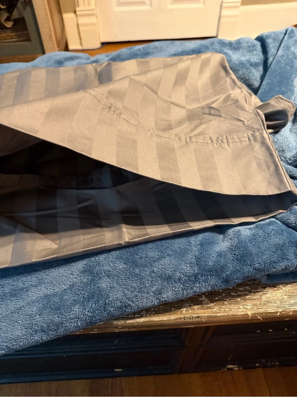 Grey Striped Single Pillow Case